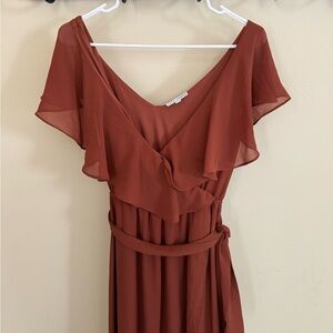 Baltic Born Katya Ruffle Maxi Dress - Maternity and nursing-friendly- Rust color